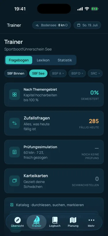Keelwake Prüfungstrainer auf dem iPhone