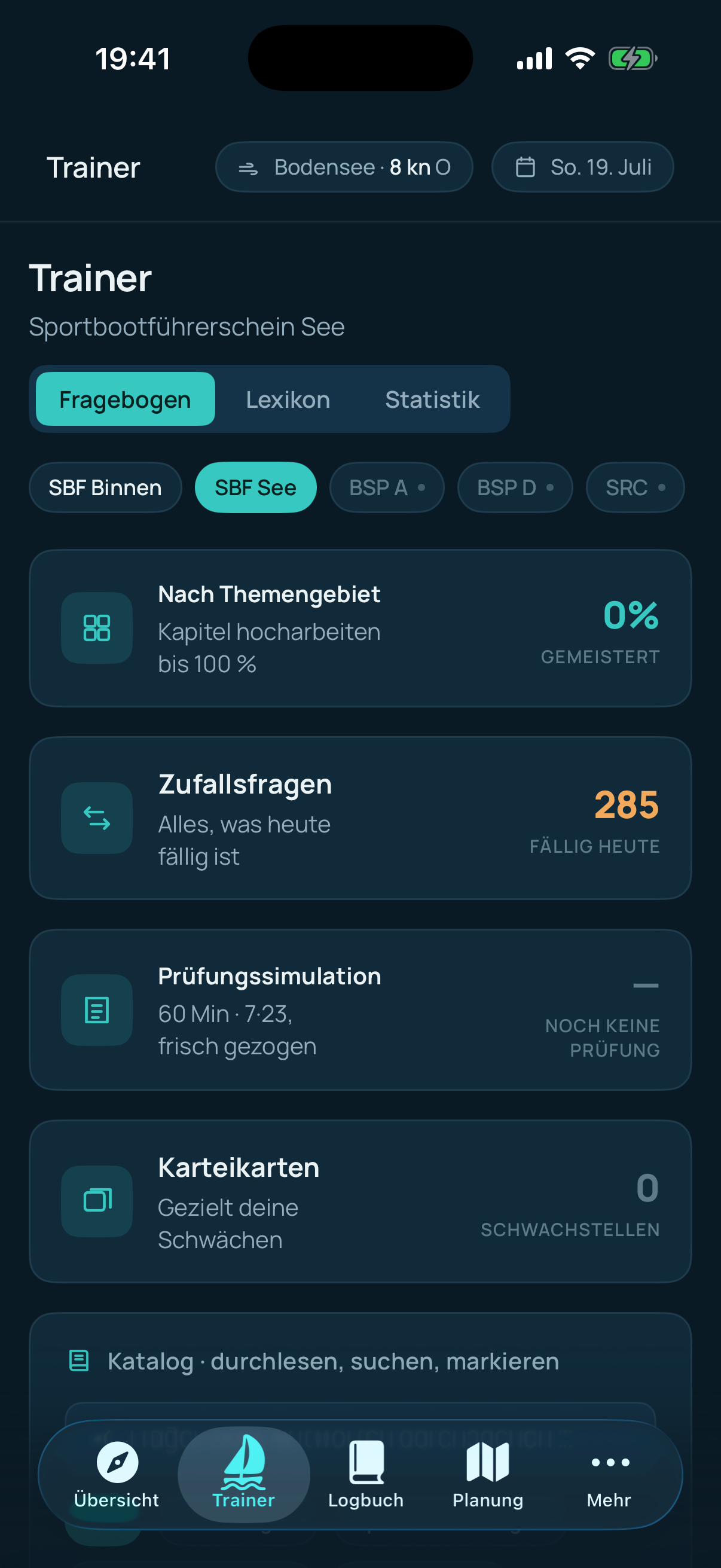 Keelwake Prüfungstrainer auf dem iPhone